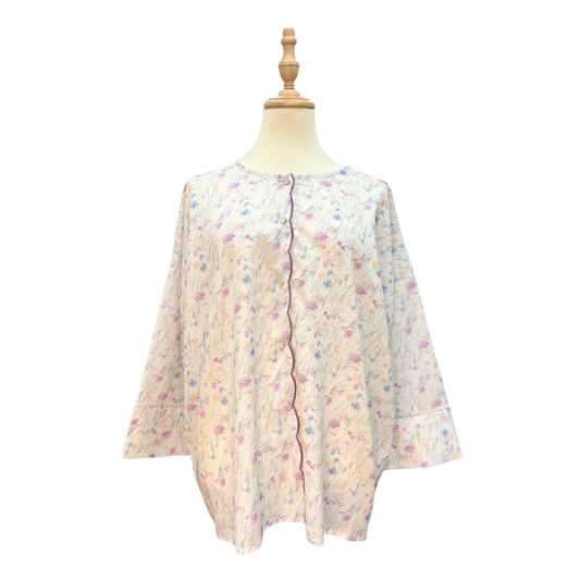 Cotton Rayon Sulam Blouse - Lilac