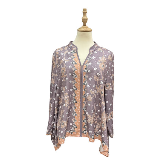 Adlina Batik Floral Top - Taupe