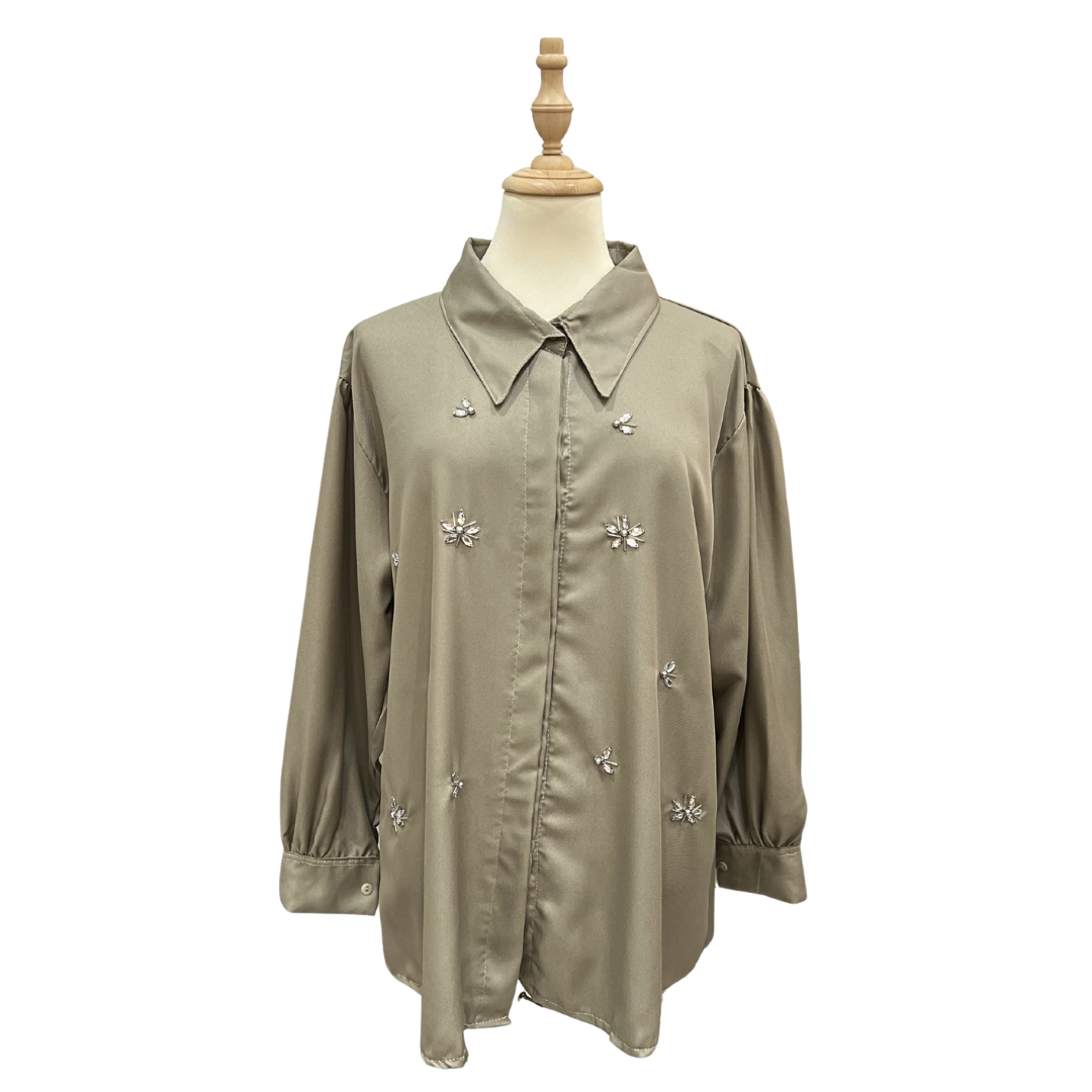 Beaded Top - Olive