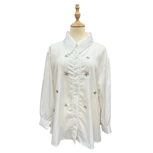 Beaded Top - White