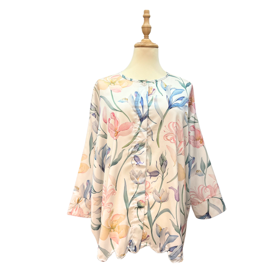 Satin Baggy Sulam Blouse - Cotton