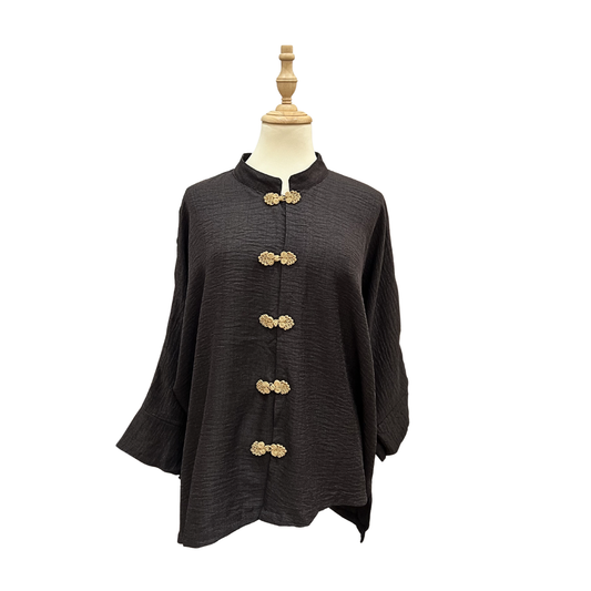 Cheongsam Top - Black