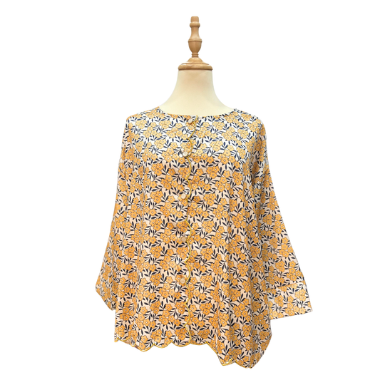 Satin Baggy Sulam Blouse - Florist