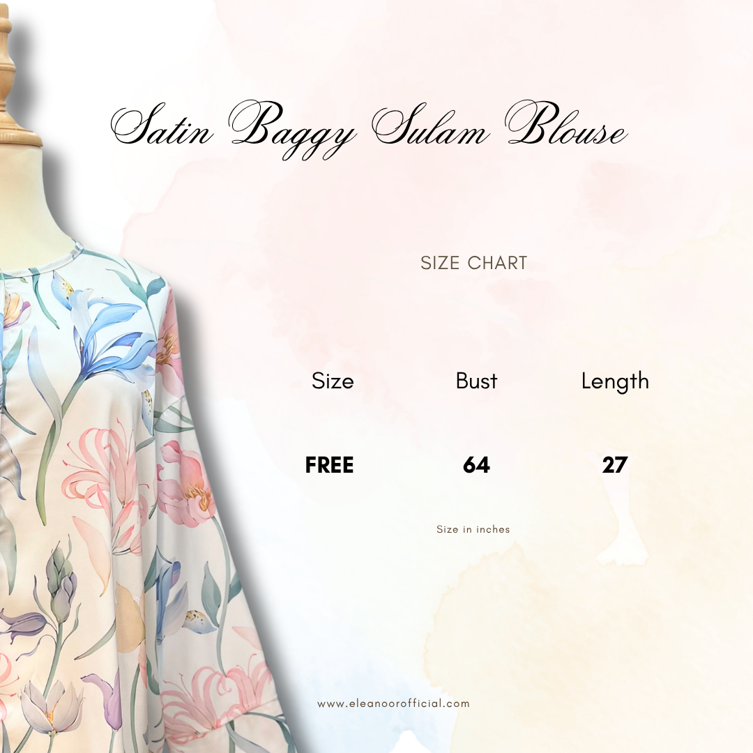 Satin Baggy Sulam Blouse - Cloud