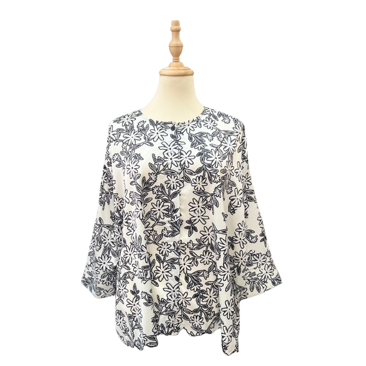 Blouse Sulam Satin Top - Fluer (White)