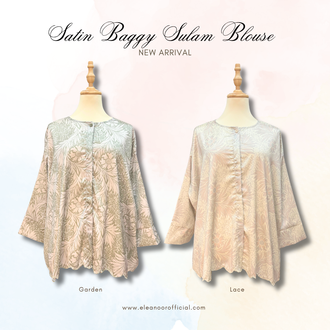 Satin Baggy Sulam Blouse - Lace