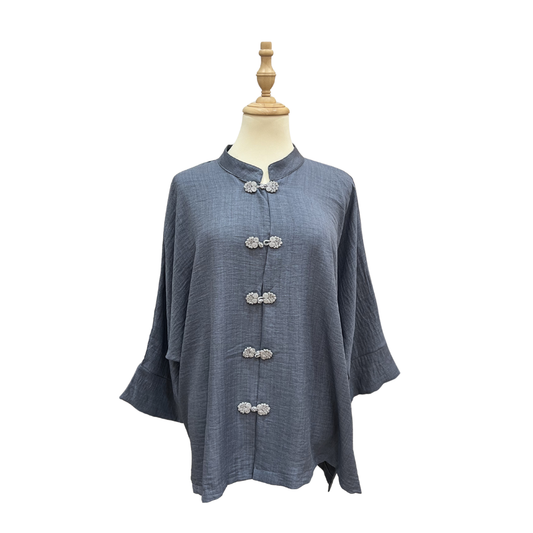 Cheongsam Top - Blue Gray