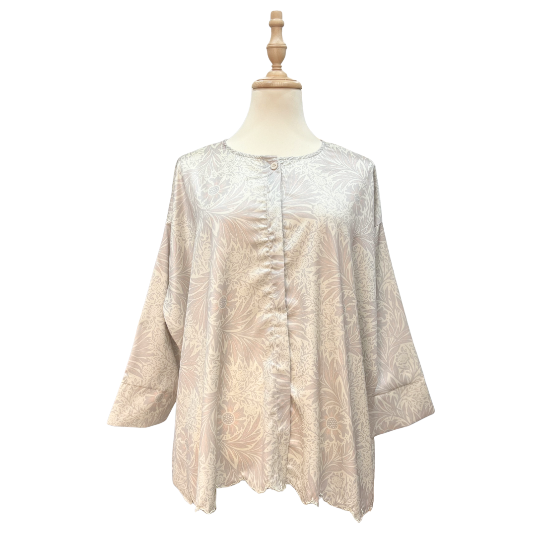 Satin Baggy Sulam Blouse - Lace