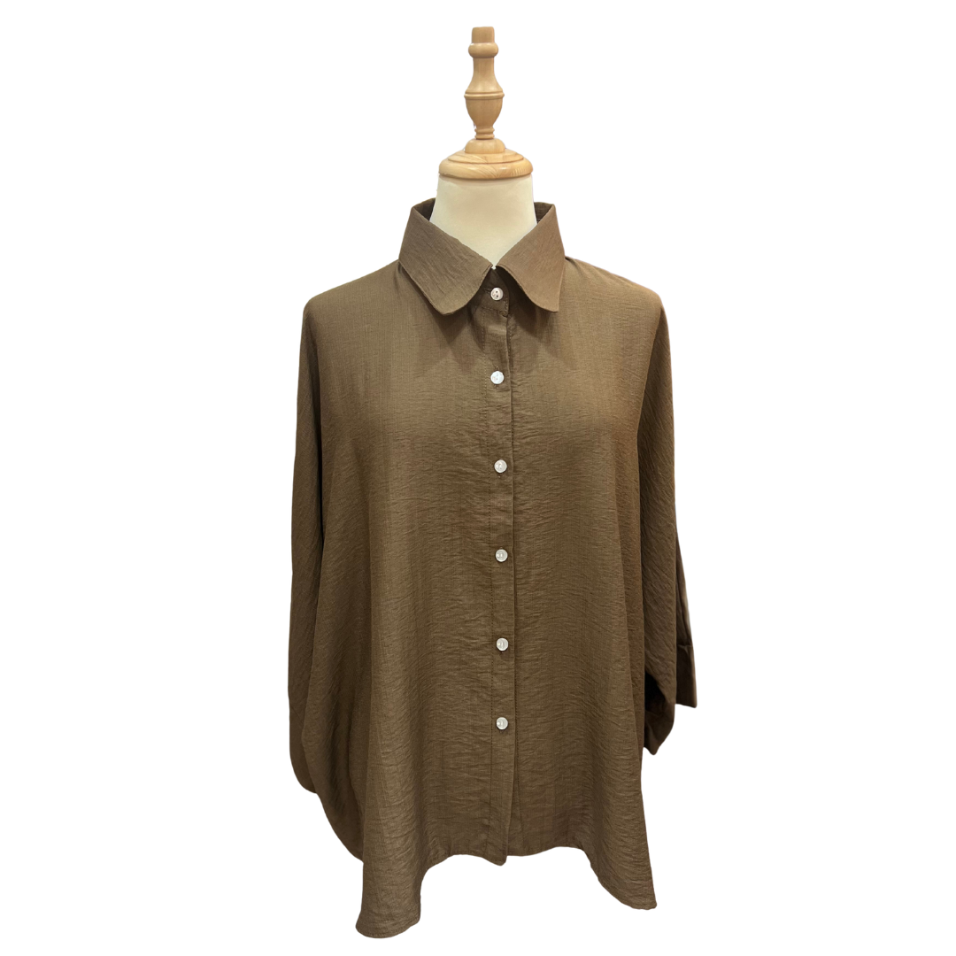 Plain Cotton Linen Top - Mocha