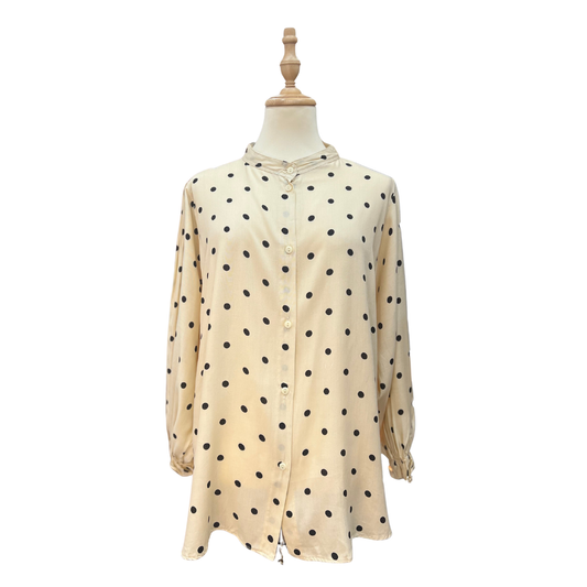 Raina Cotton Rayon Top - Polkadot Cream