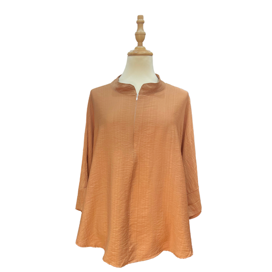 Lise Cotton Linen Zip Top - Butterscotch