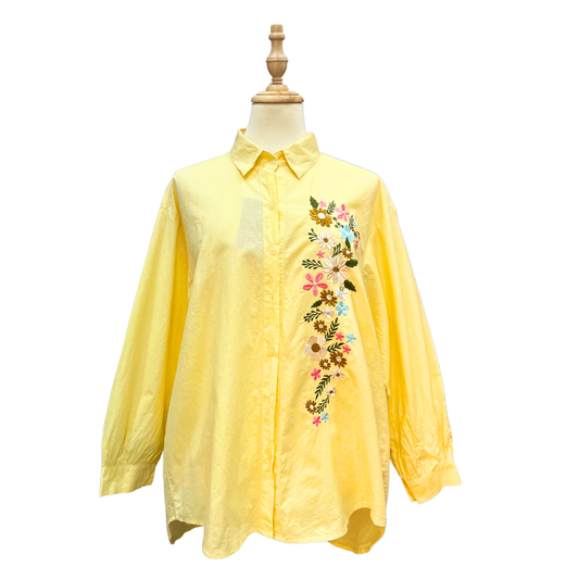 Jasmine Embroidery Top - Muted Yellow