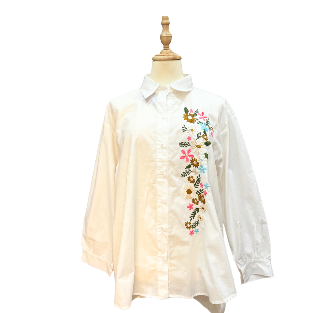 Jasmine Embroidery Top - White