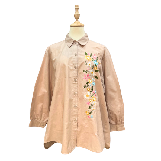 Jasmine Embroidery Top - Nude