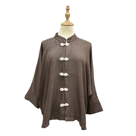 Cheongsam Top - Dark Brown