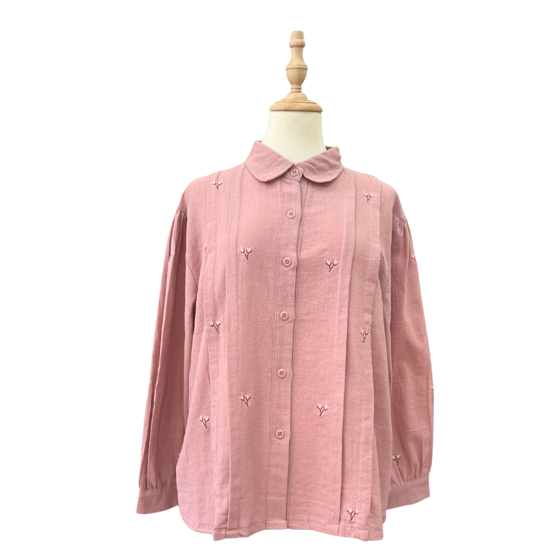 Alya Embroidery Top - Dusty pink