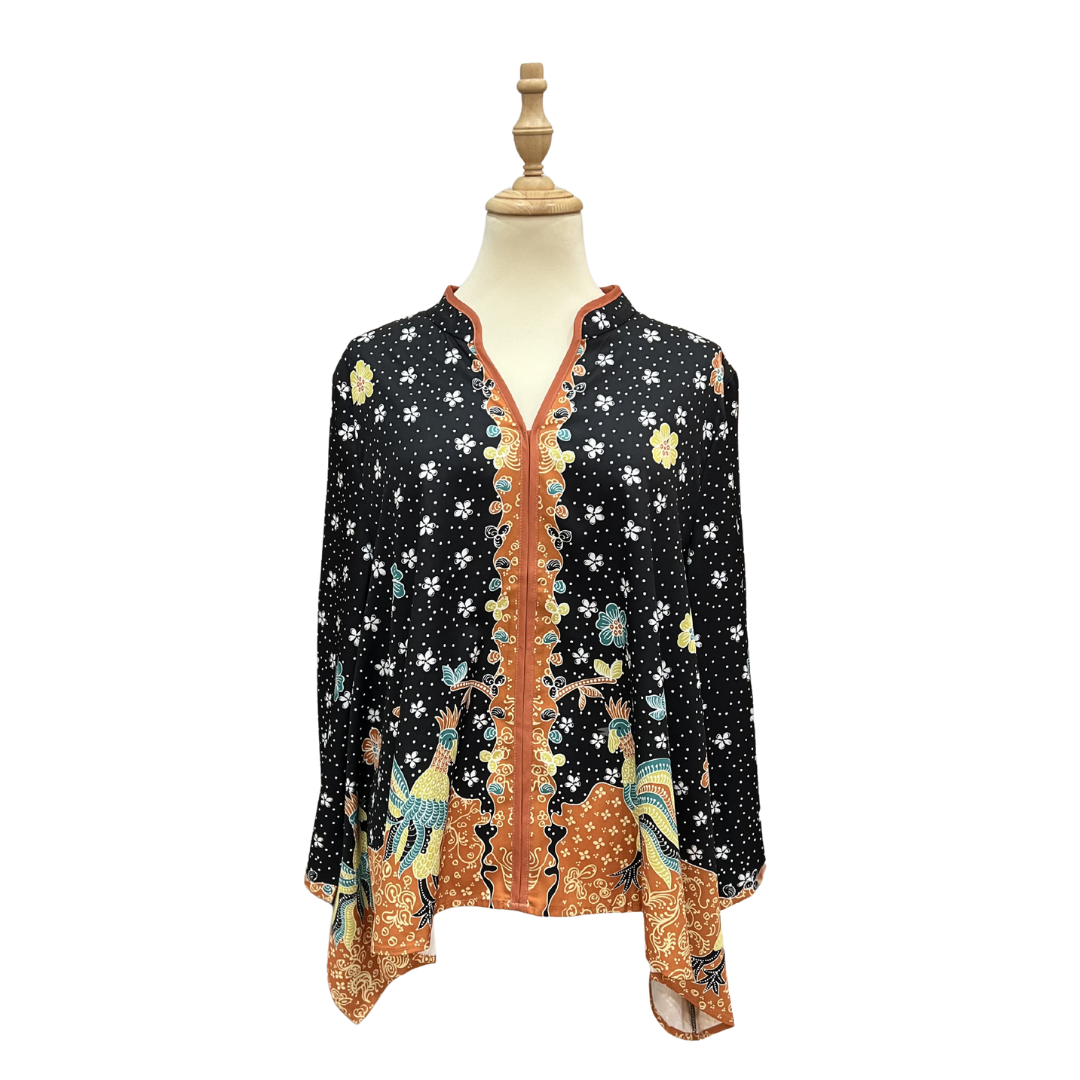 Adlina Batik Floral Top - Black