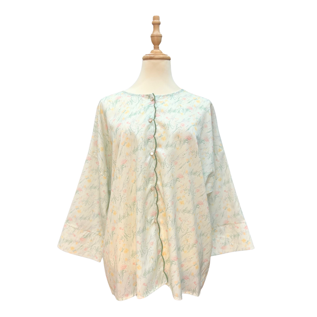 Cotton Rayon Sulam Blouse - Breeze