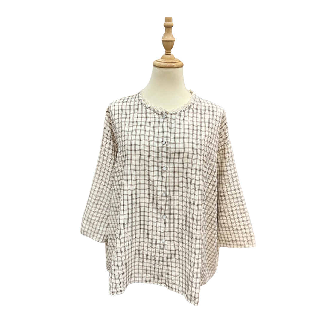 Checkered Top - Cream