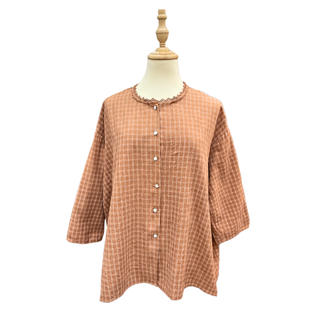 Checkered Top - Tangerine