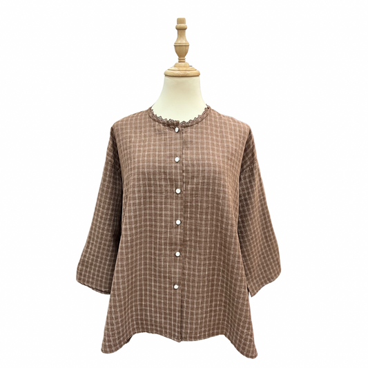 Checkered Top - Cocoa
