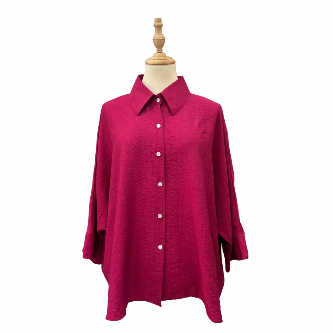 Plain Cotton Linen Top - Fushia