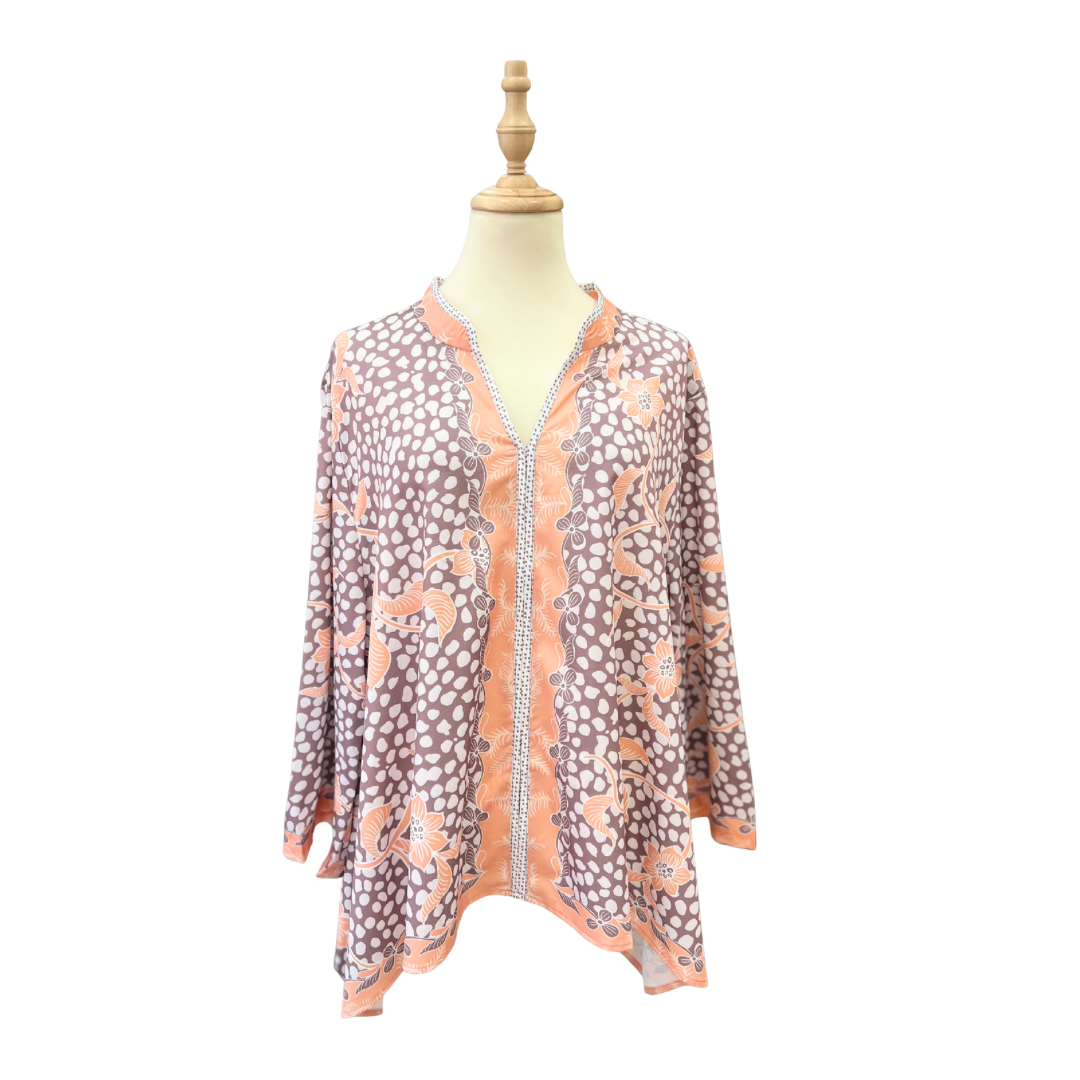 Adlina Batik Floral Top - Sunset